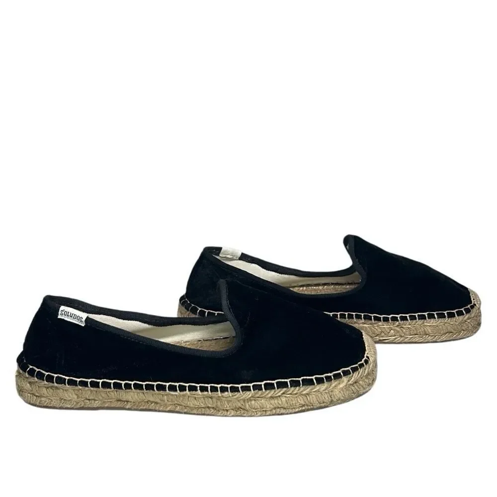 Soludos - Women’s Espadrilles, ‘The Smoking Slipper’ Velvet, Flat - Black Size 8 - Picture 9 of 16
